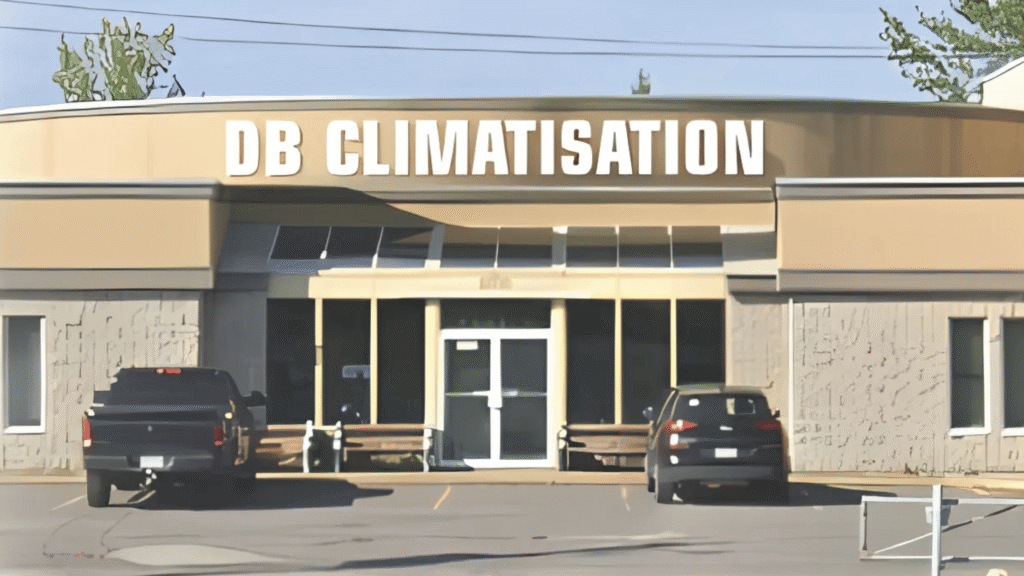 Façade du 2e emplacement de DB Climatisation, maintenant aussi disponible à Sainte-Catherine