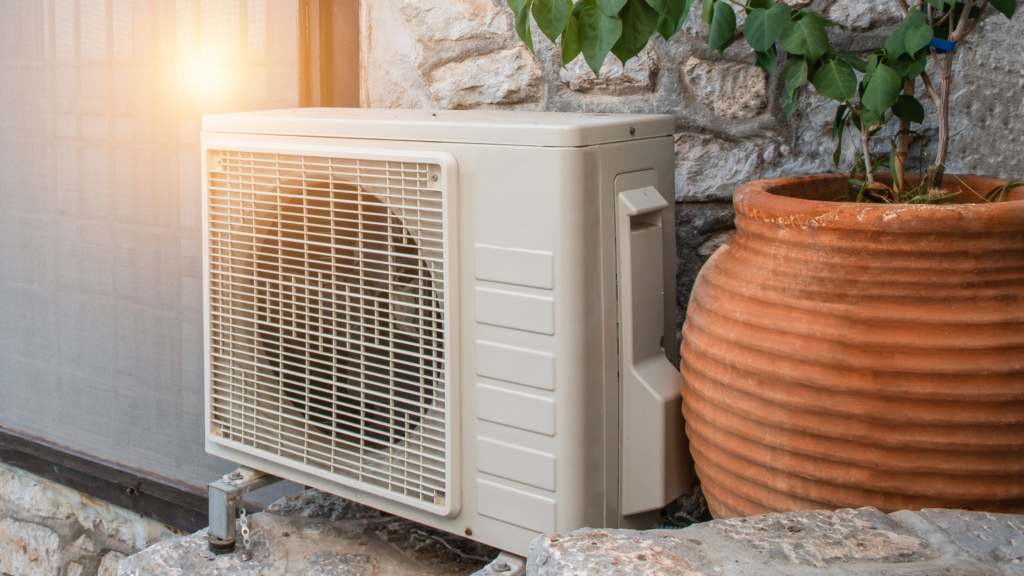 spring heat pump maintenance with rising sun